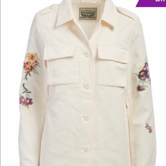 Levi’s Floral Embroidered Cotton Shirt Jacket - Picture 4 of 7